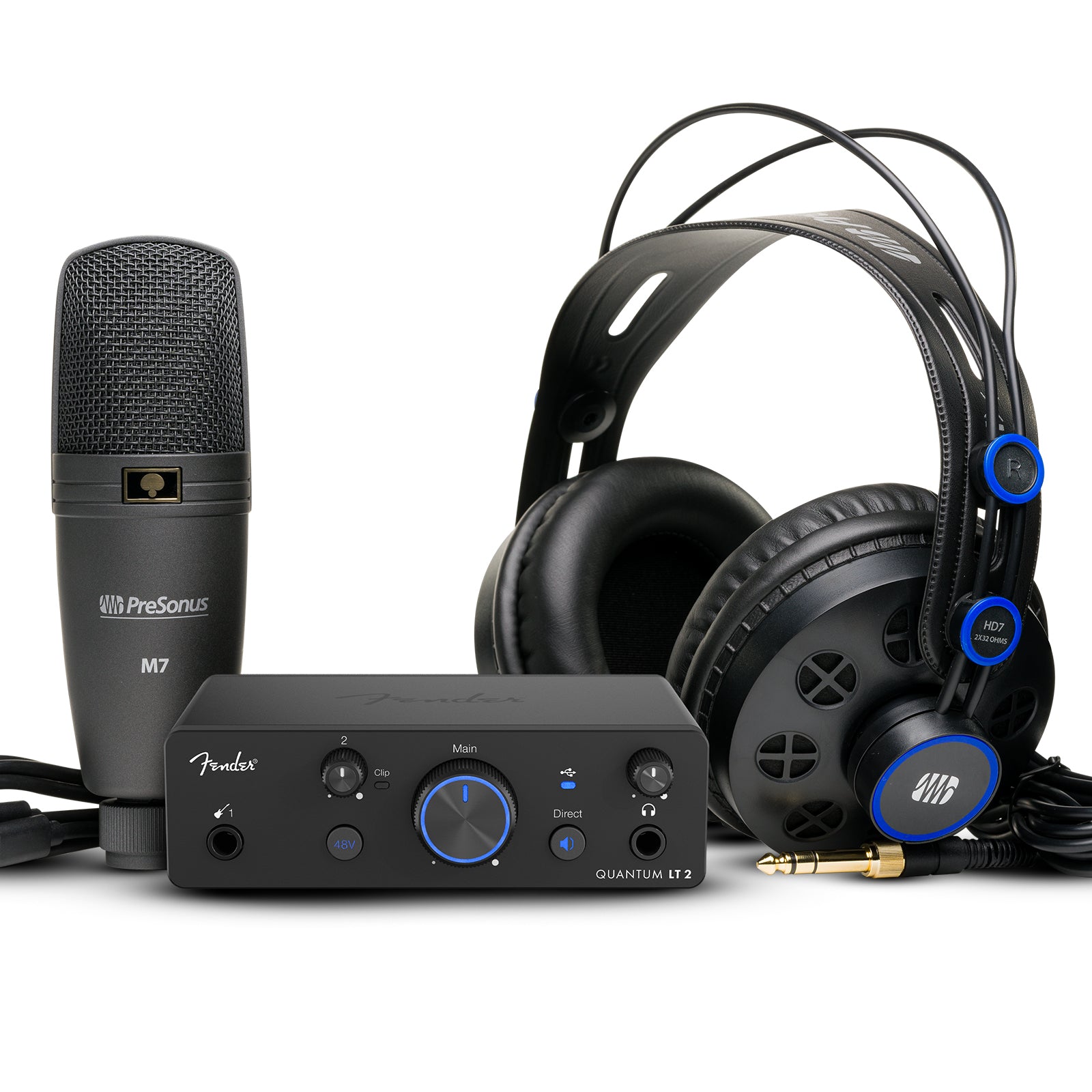 Fender Quantum Complete Bundle full home studio kit with monitors microphone headphones and audio interface